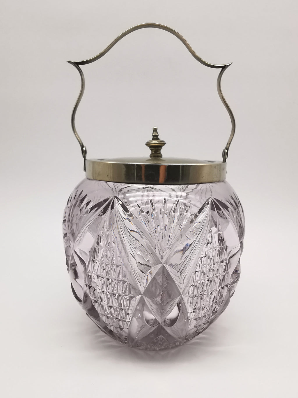 Antique Victorian Cut Crystal & Silver-Plated Biscuit Barrel