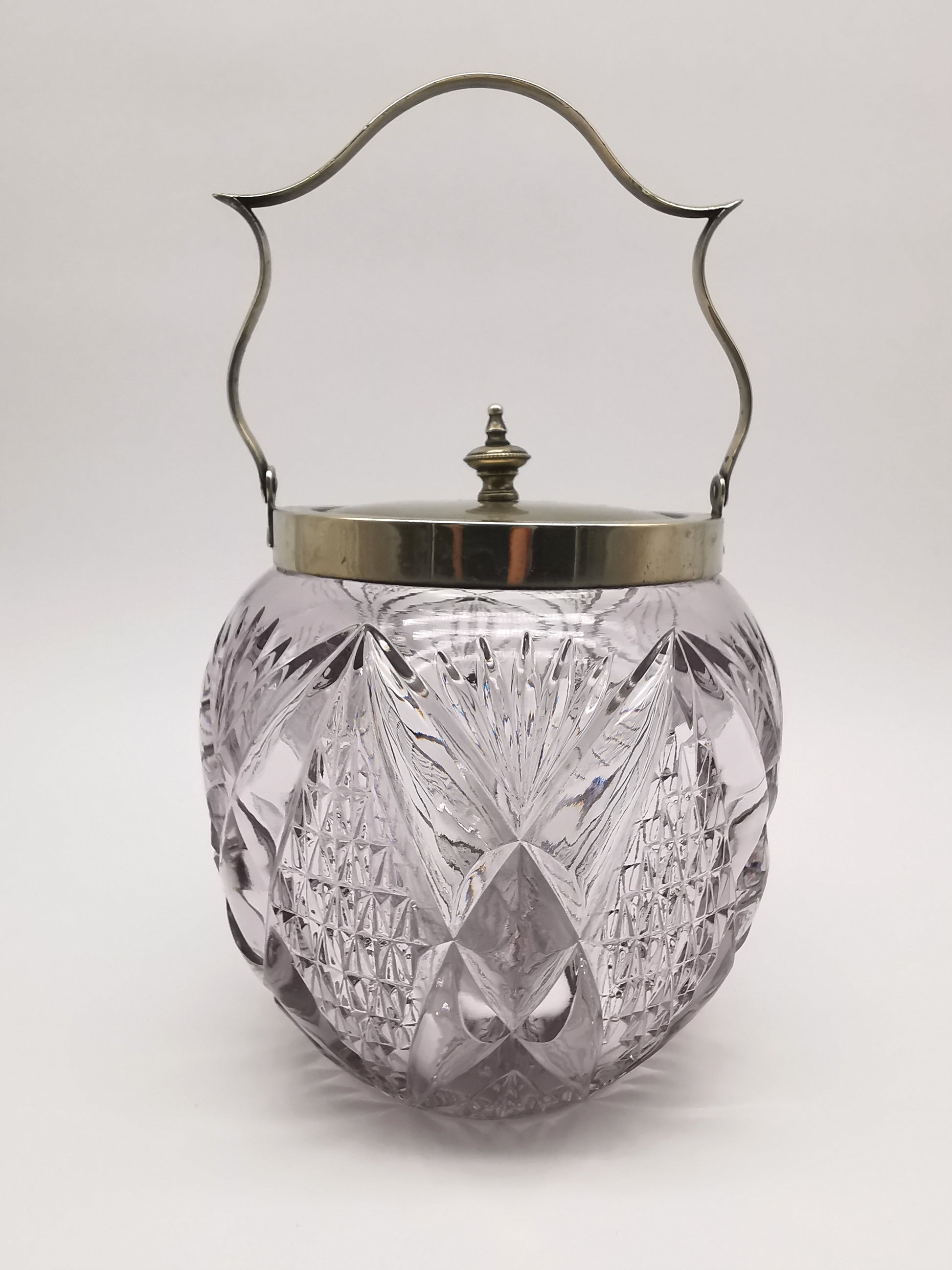 Antique Victorian Cut Crystal & Silver-Plated Biscuit Barrel