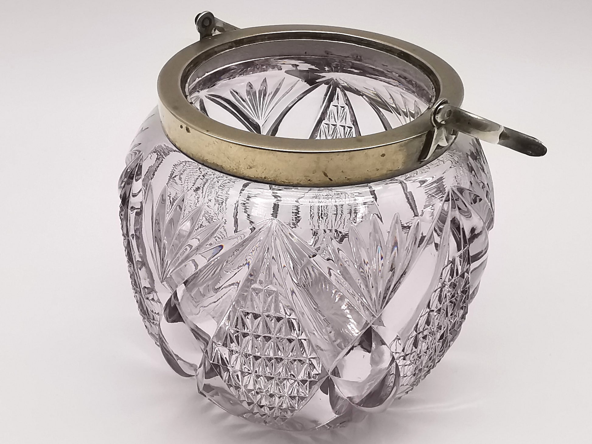 Antique Victorian Cut Crystal & Silver-Plated Biscuit Barrel