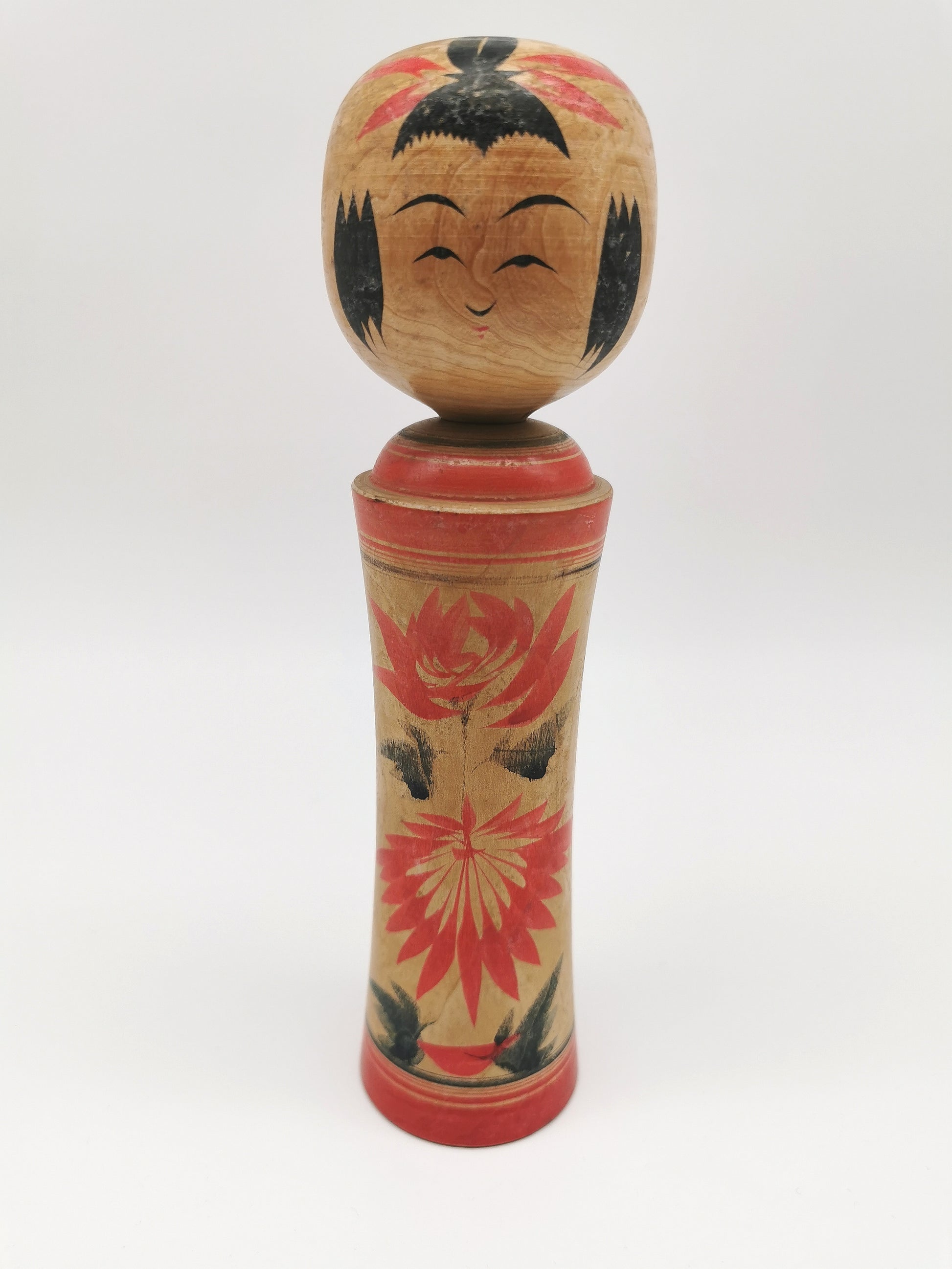 Vintage Hand Painted Traditional Kokeshi Doll by Okazaki Seishi
