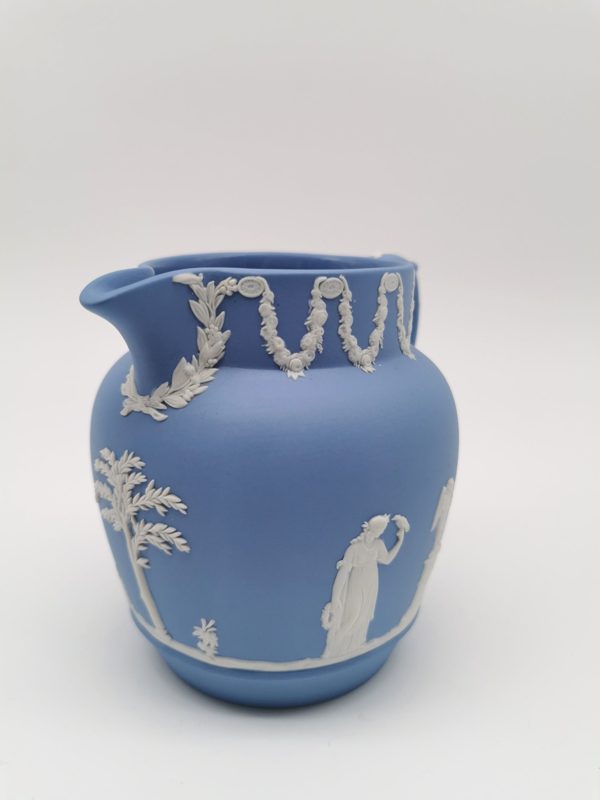 Wedgwood Pale Blue Jasperware Etruscan Sacrifice Jug / Classical Pitcher