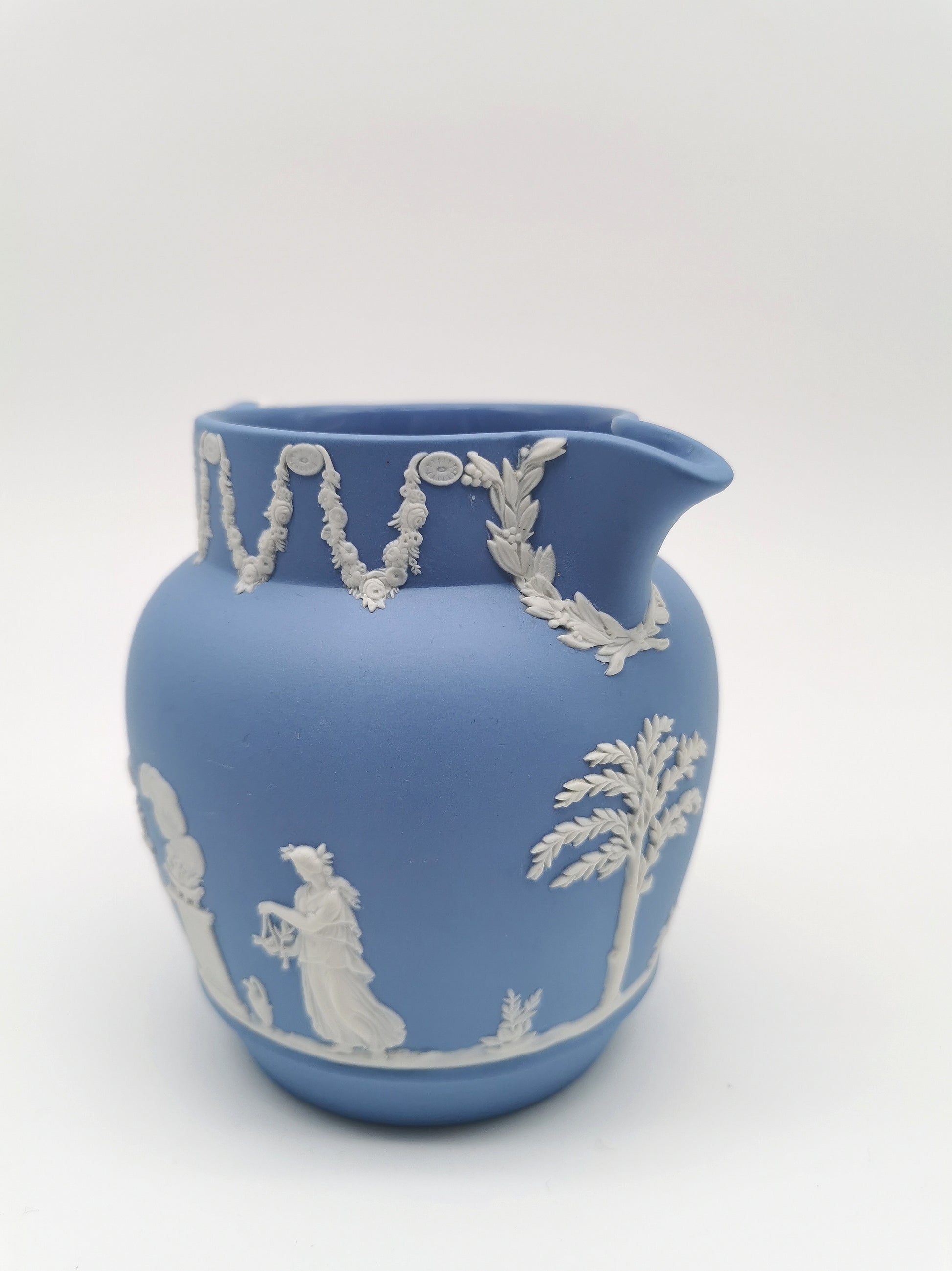 Wedgwood Pale Blue Jasperware Etruscan Sacrifice Jug / Classical Pitcher