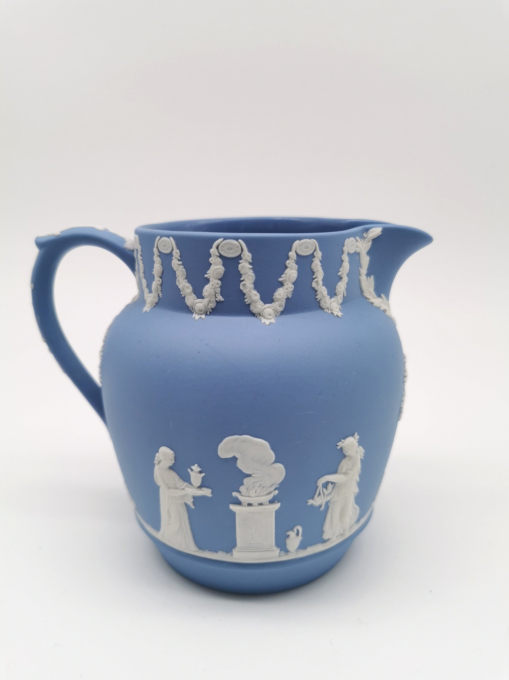 Wedgwood Pale Blue Jasperware Etruscan Sacrifice Jug / Classical Pitcher