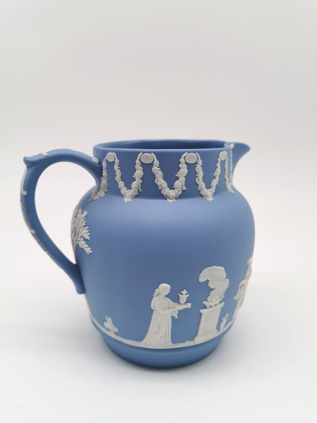 Wedgwood Pale Blue Jasperware Etruscan Sacrifice Jug / Classical Pitcher
