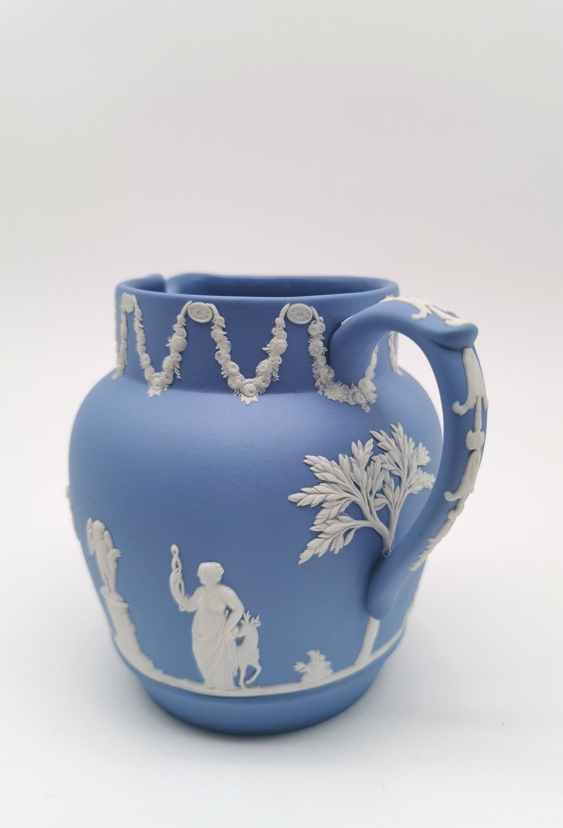 Wedgwood Pale Blue Jasperware Etruscan Sacrifice Jug / Classical Pitcher