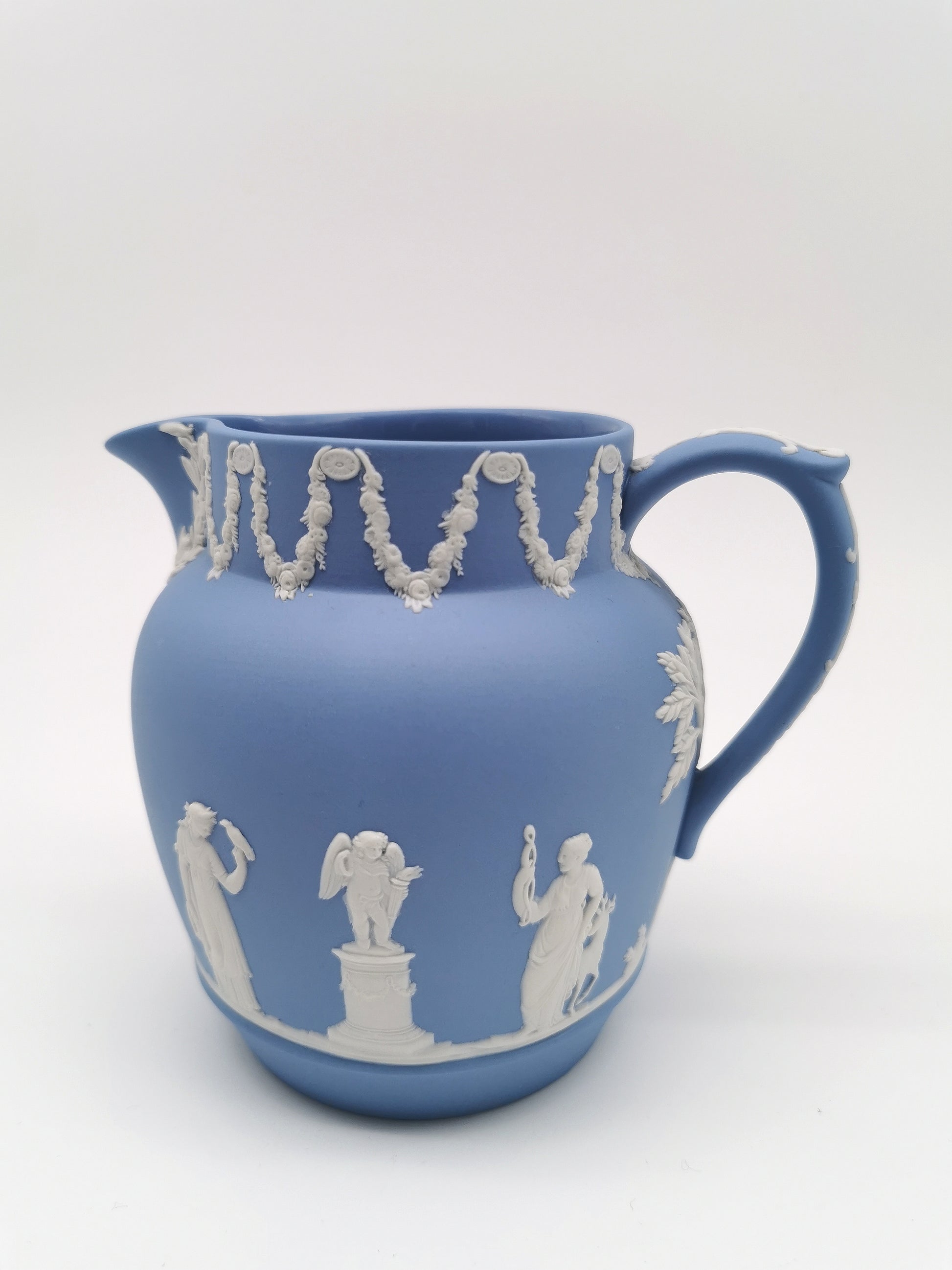 Wedgwood Pale Blue Jasperware Etruscan Sacrifice Jug / Classical Pitcher
