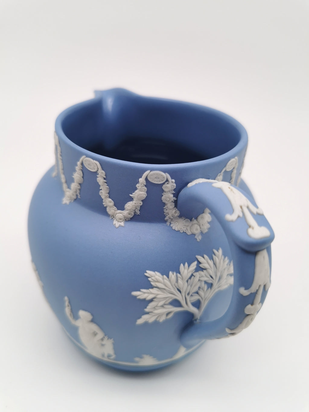 Wedgwood Pale Blue Jasperware Etruscan Sacrifice Jug / Classical Pitcher