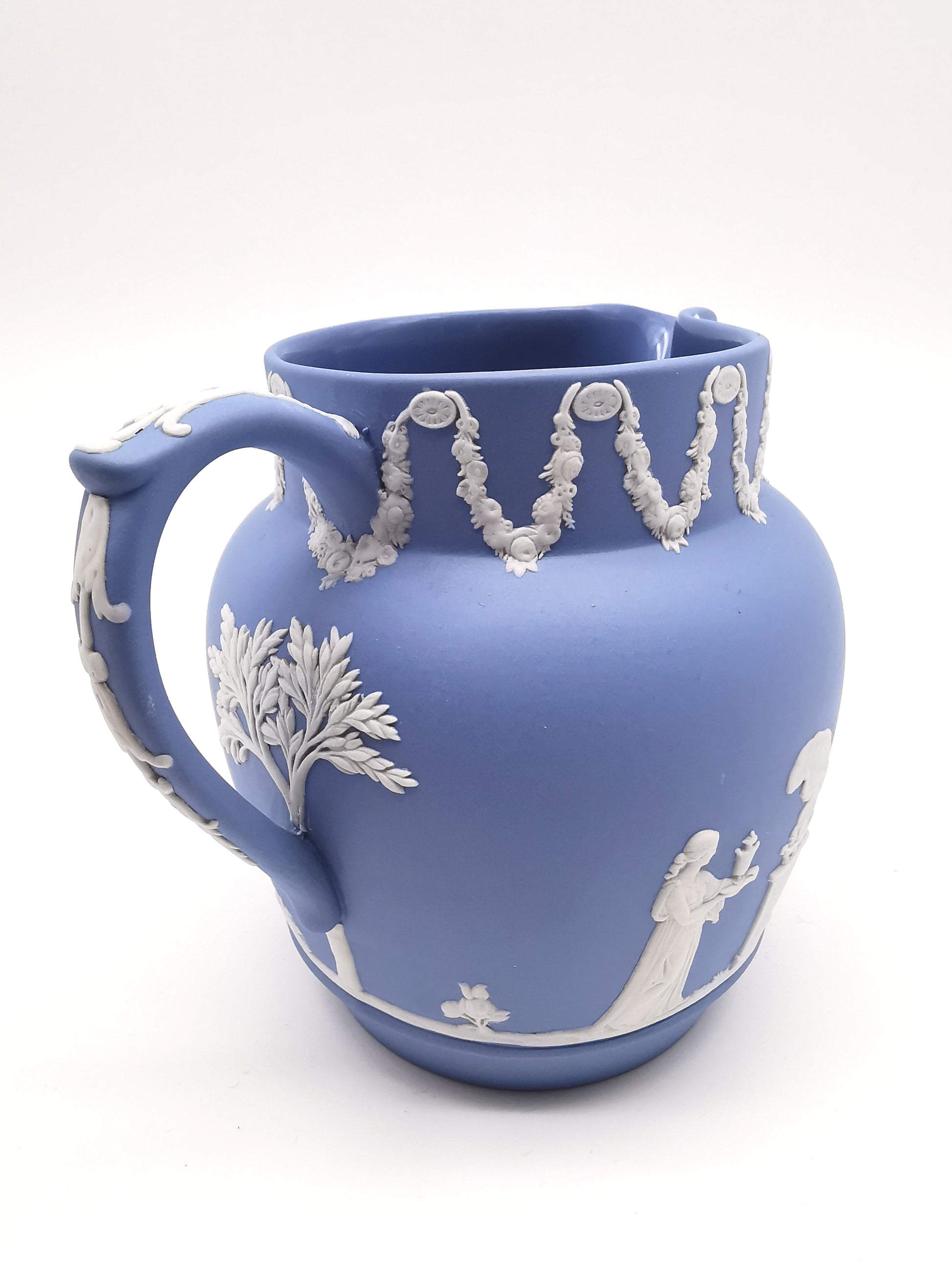 Wedgwood Pale Blue Jasperware Etruscan Sacrifice Jug / Classical Pitcher