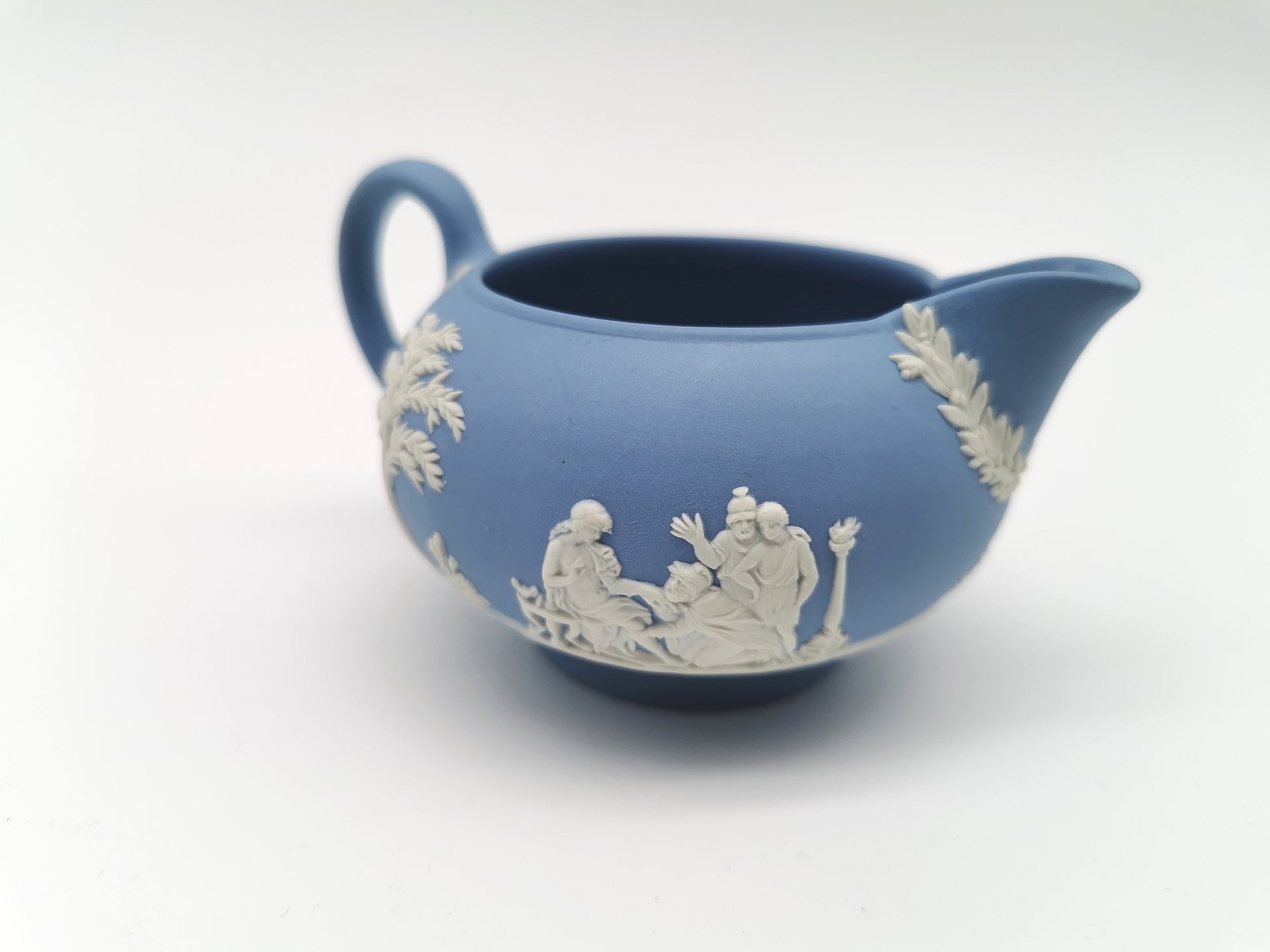 Wedgwood Pale Blue Jasperware Etruscan Creamer / Classical Relief Milk Jug