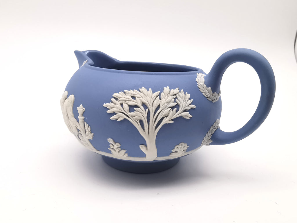 Wedgwood Pale Blue Jasperware Etruscan Creamer / Classical Relief Milk Jug
