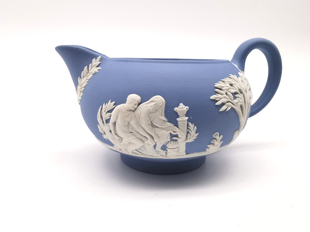 Wedgwood Pale Blue Jasperware Etruscan Creamer / Classical Relief Milk Jug