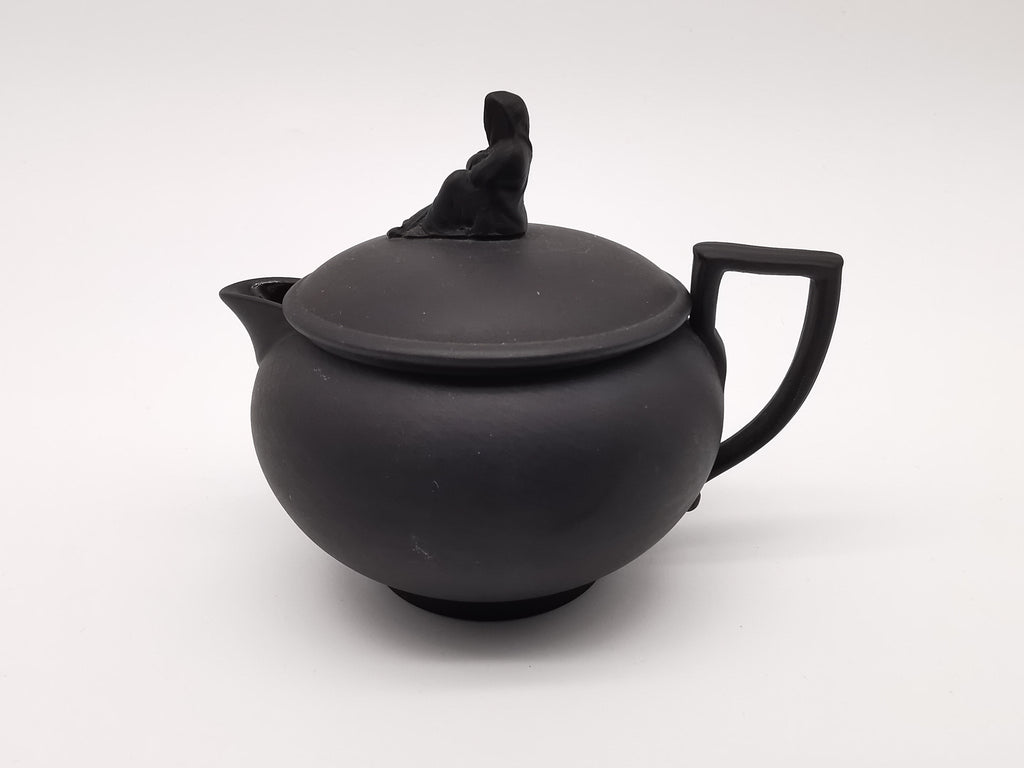 Vintage/Antique Wedgwood Black Basalt Cream Jug - Art Deco Matte Black Stoneware