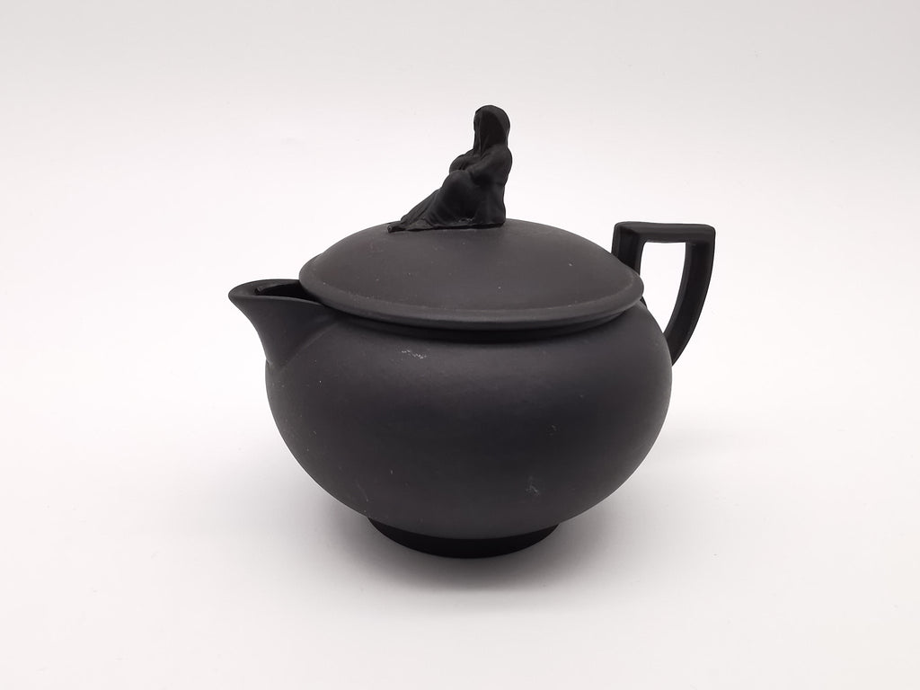 Vintage/Antique Wedgwood Black Basalt Cream Jug - Art Deco Matte Black Stoneware