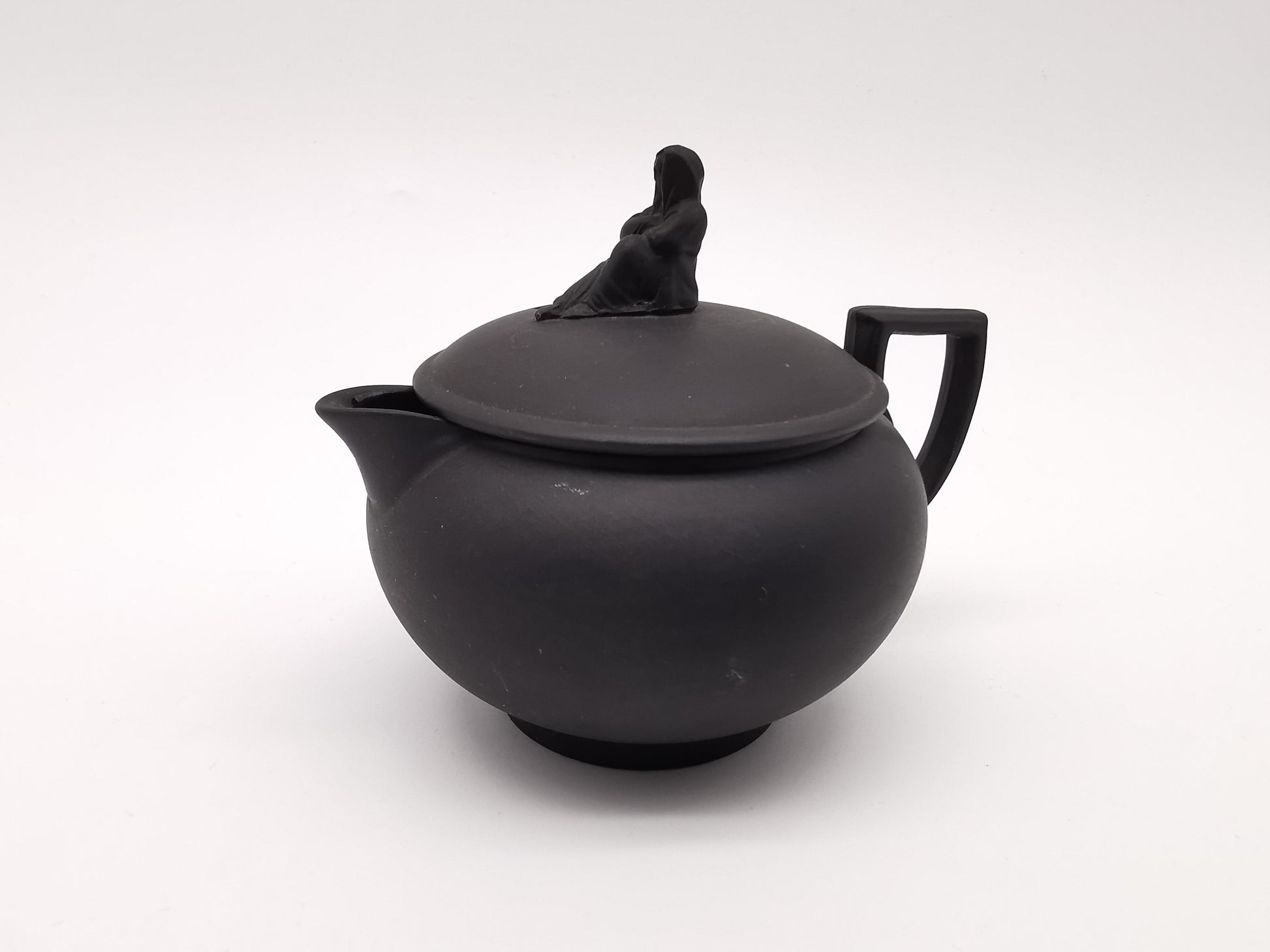 Vintage/Antique Wedgwood Black Basalt Cream Jug - Art Deco Matte Black Stoneware