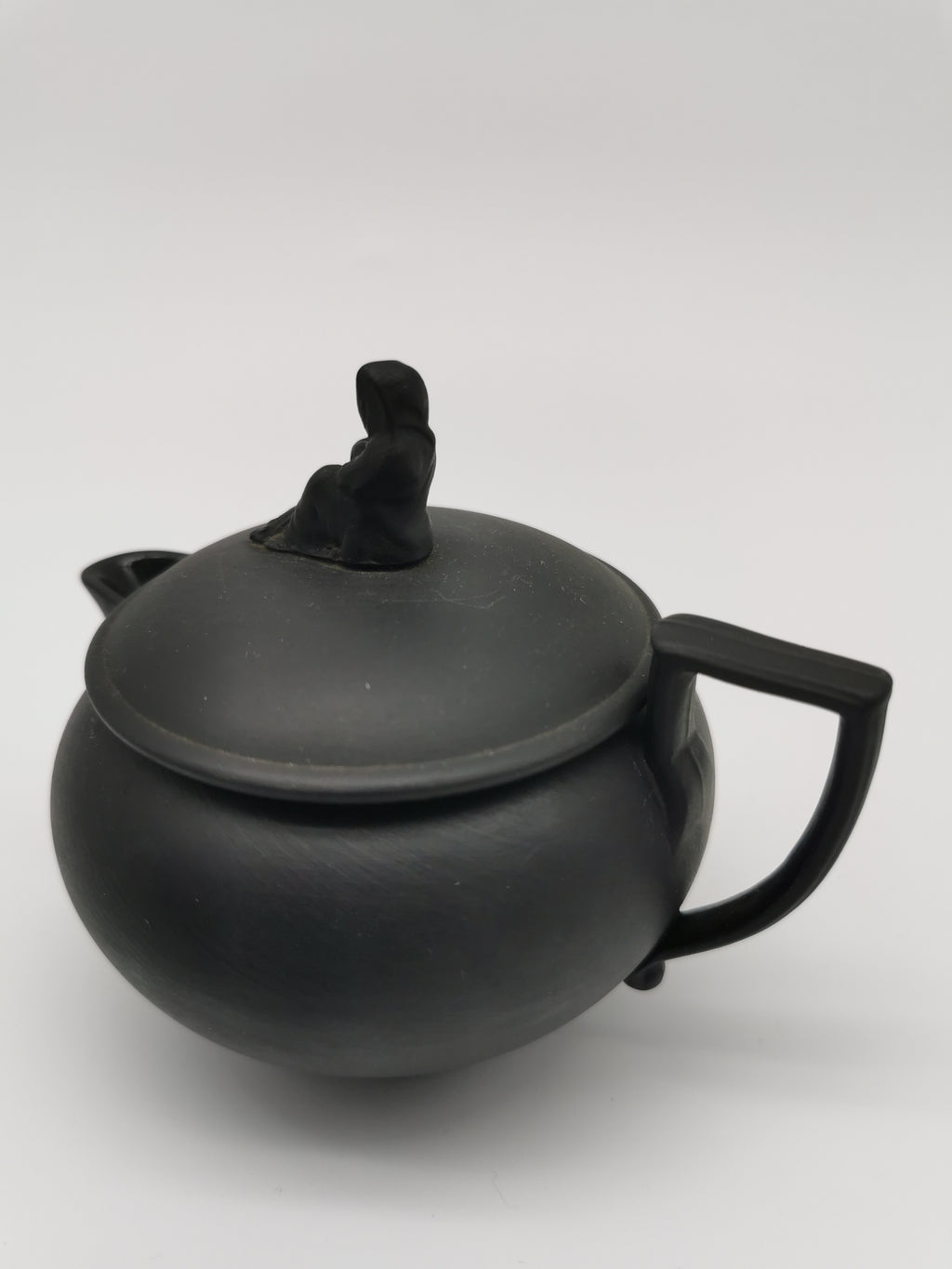 Vintage/Antique Wedgwood Black Basalt Cream Jug - Art Deco Matte Black Stoneware