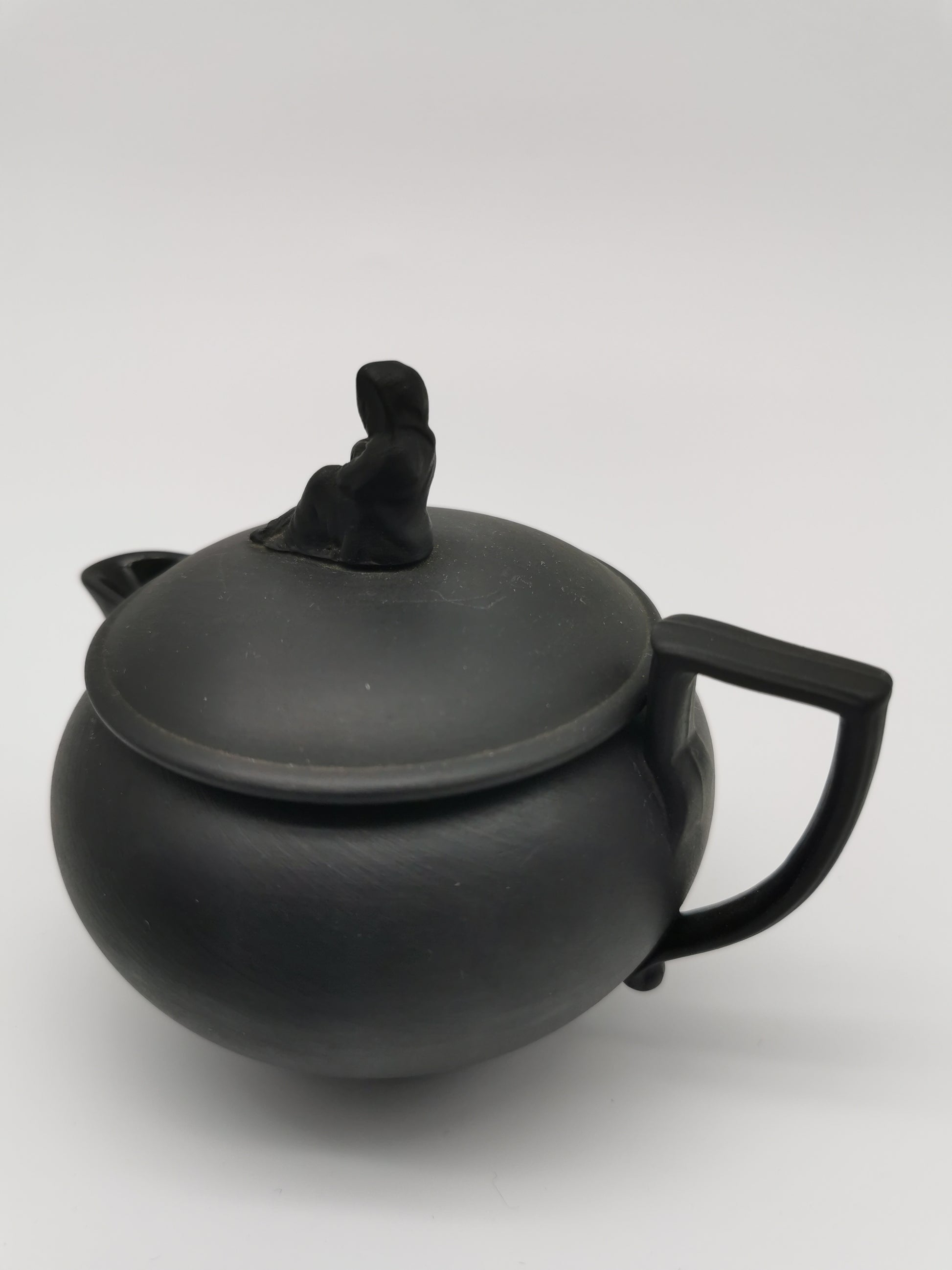 Vintage/Antique Wedgwood Black Basalt Cream Jug - Art Deco Matte Black Stoneware
