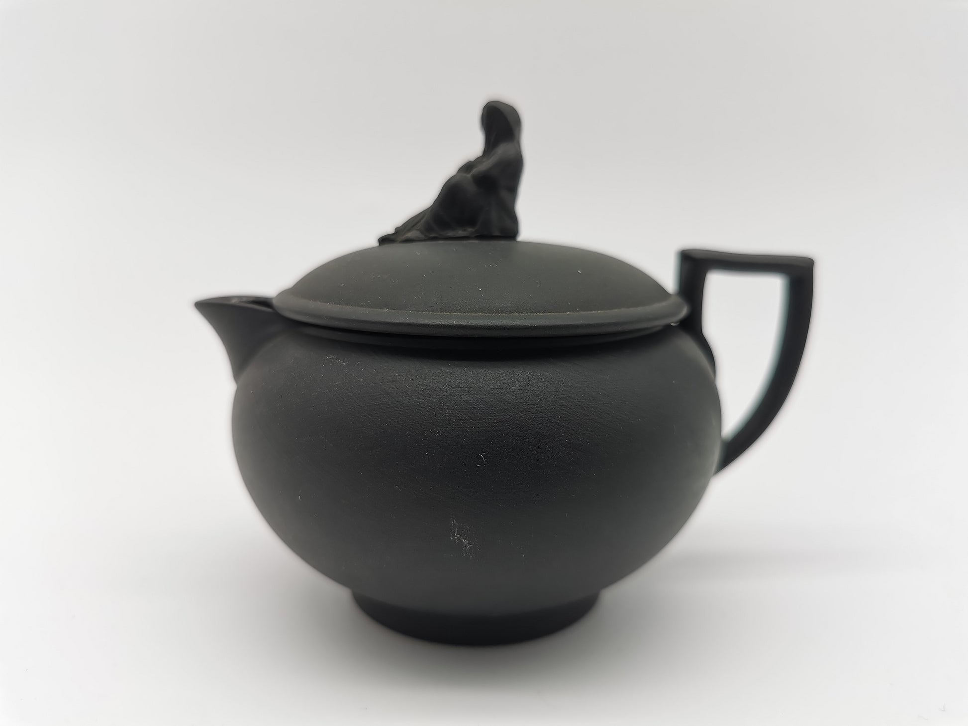 Vintage/Antique Wedgwood Black Basalt Cream Jug - Art Deco Matte Black Stoneware