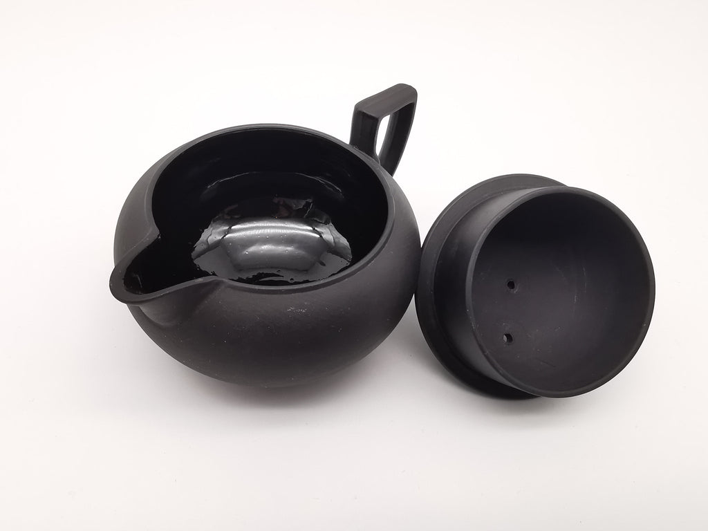 Vintage/Antique Wedgwood Black Basalt Cream Jug - Art Deco Matte Black Stoneware