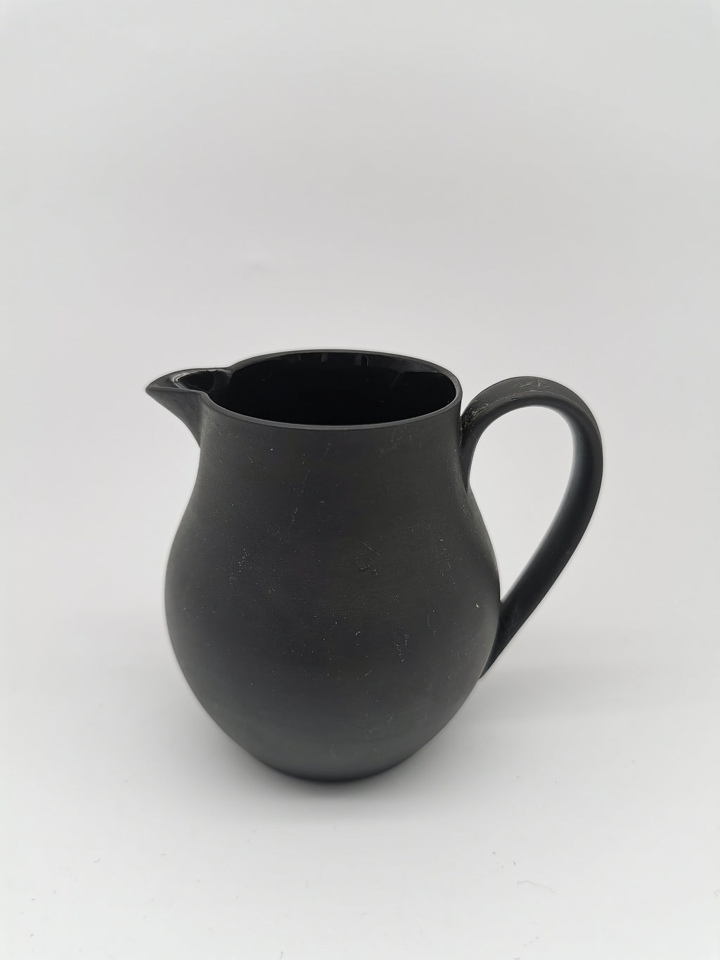 Vintage Wedgwood Black Basalt Miniature Cream Jug - Art Deco Matte Black Stoneware