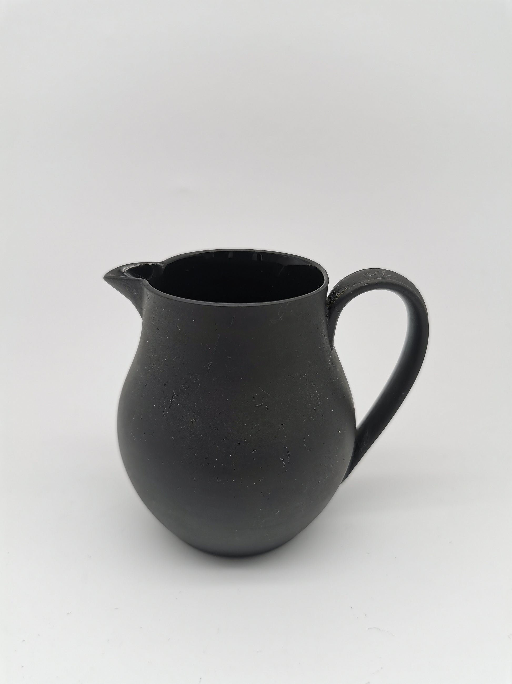 Vintage Wedgwood Black Basalt Miniature Cream Jug - Art Deco Matte Black Stoneware