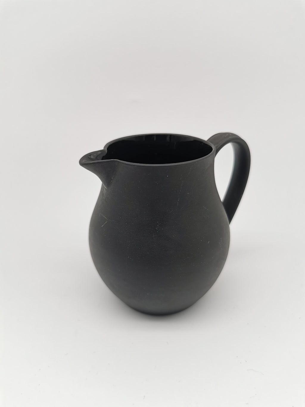 Vintage Wedgwood Black Basalt Miniature Cream Jug - Art Deco Matte Black Stoneware