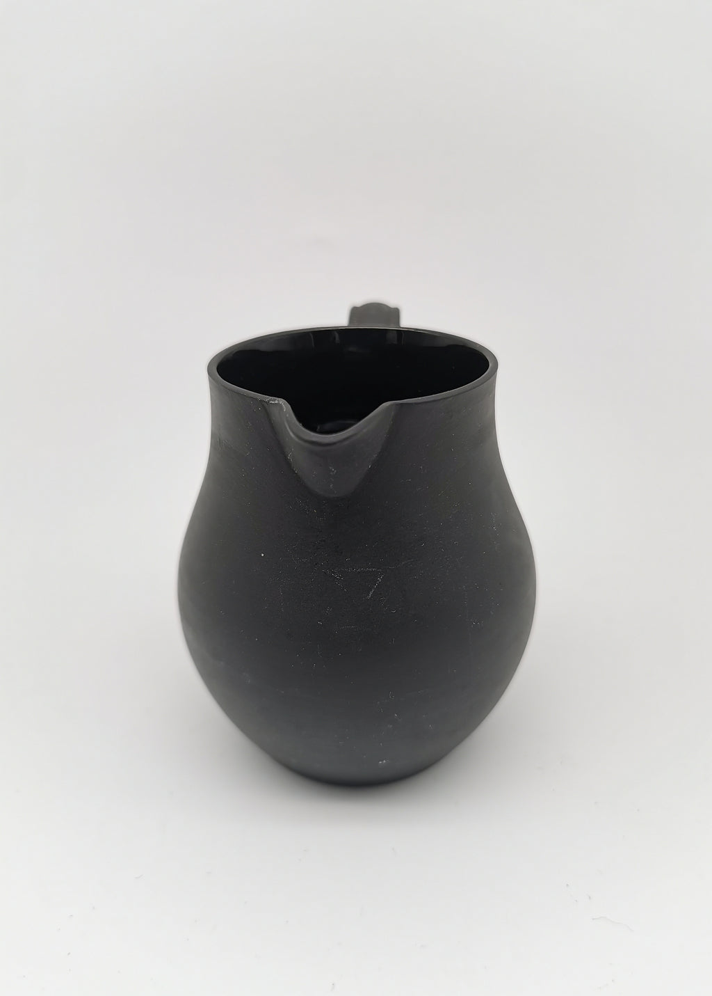 Vintage Wedgwood Black Basalt Miniature Cream Jug - Art Deco Matte Black Stoneware
