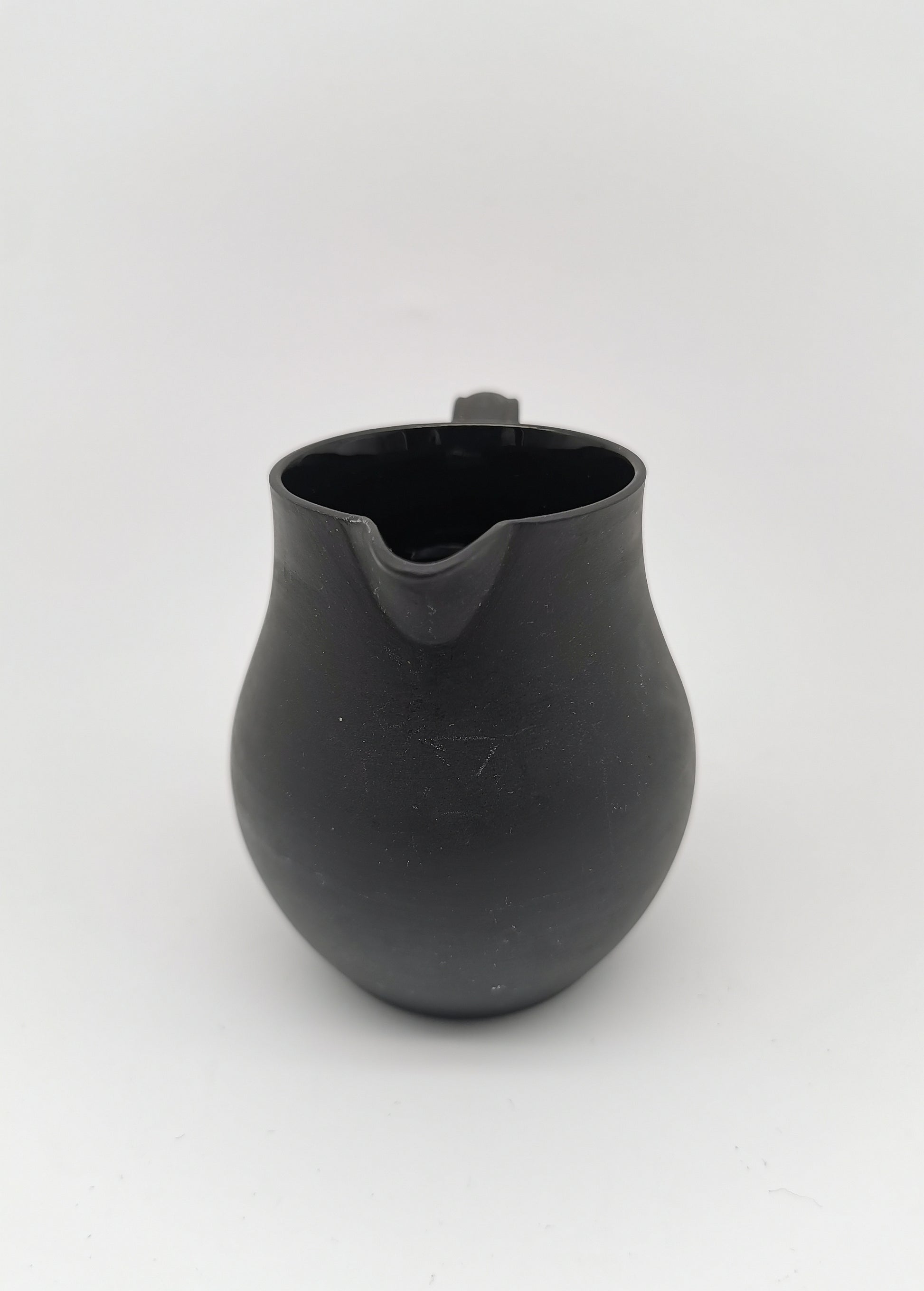 Vintage Wedgwood Black Basalt Miniature Cream Jug - Art Deco Matte Black Stoneware