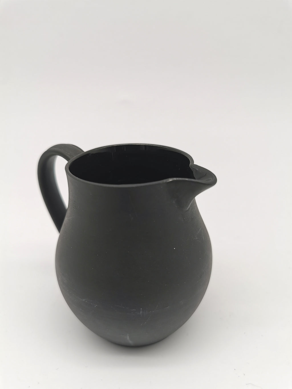 Vintage Wedgwood Black Basalt Miniature Cream Jug - Art Deco Matte Black Stoneware
