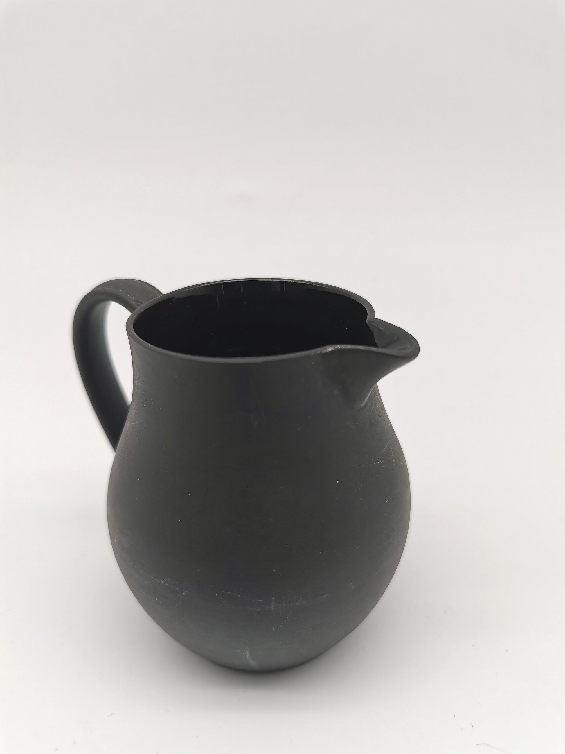 Vintage Wedgwood Black Basalt Miniature Cream Jug - Art Deco Matte Black Stoneware