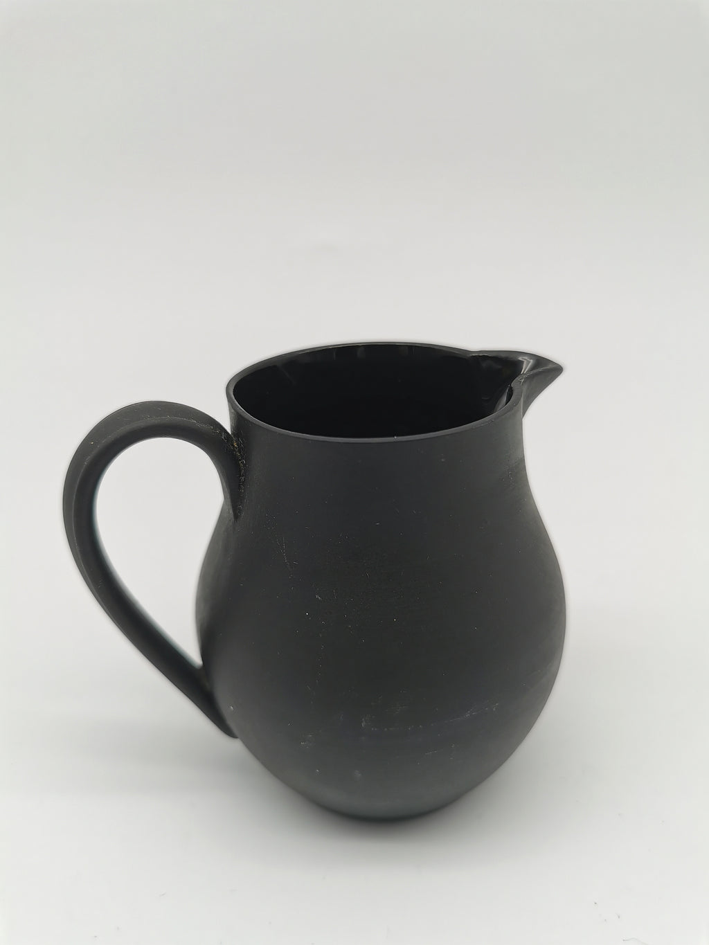 Vintage Wedgwood Black Basalt Miniature Cream Jug - Art Deco Matte Black Stoneware