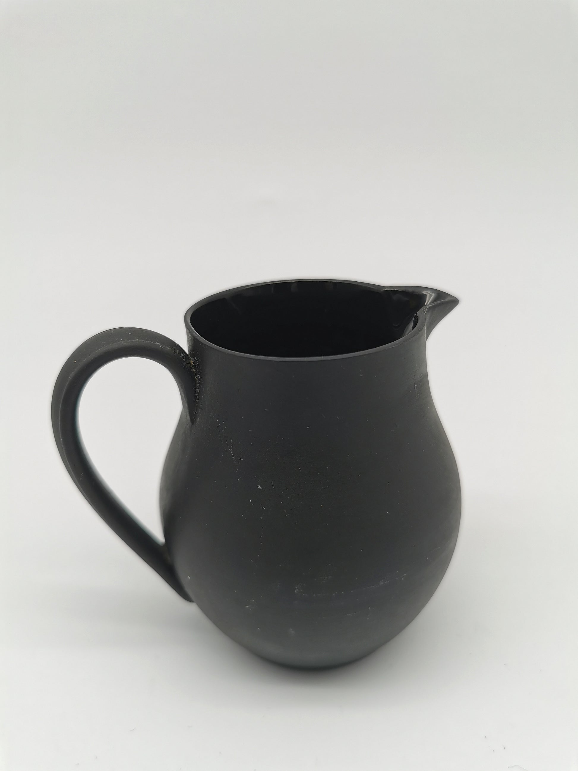 Vintage Wedgwood Black Basalt Miniature Cream Jug - Art Deco Matte Black Stoneware