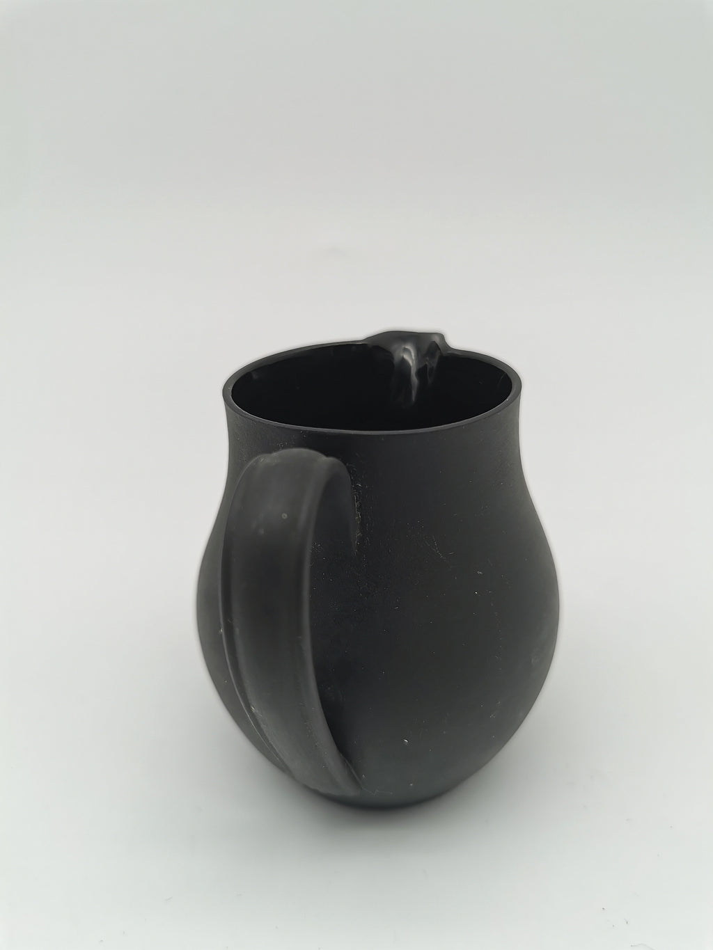 Vintage Wedgwood Black Basalt Miniature Cream Jug - Art Deco Matte Black Stoneware