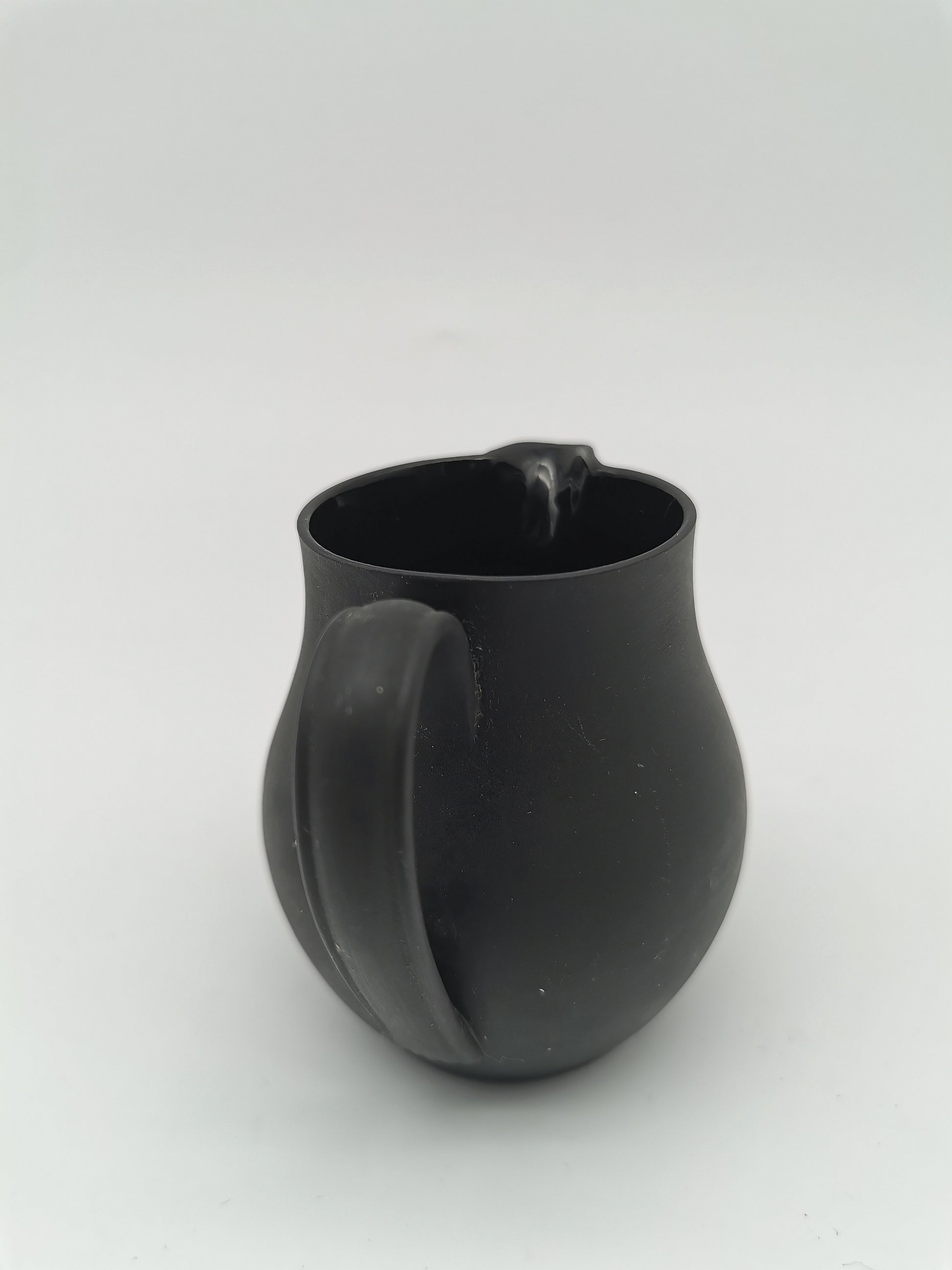 Vintage Wedgwood Black Basalt Miniature Cream Jug - Art Deco Matte Black Stoneware