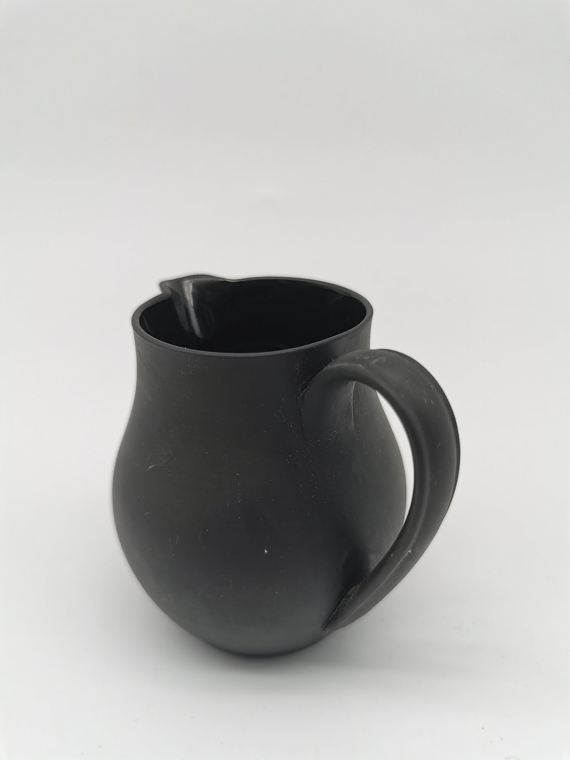 Vintage Wedgwood Black Basalt Miniature Cream Jug - Art Deco Matte Black Stoneware