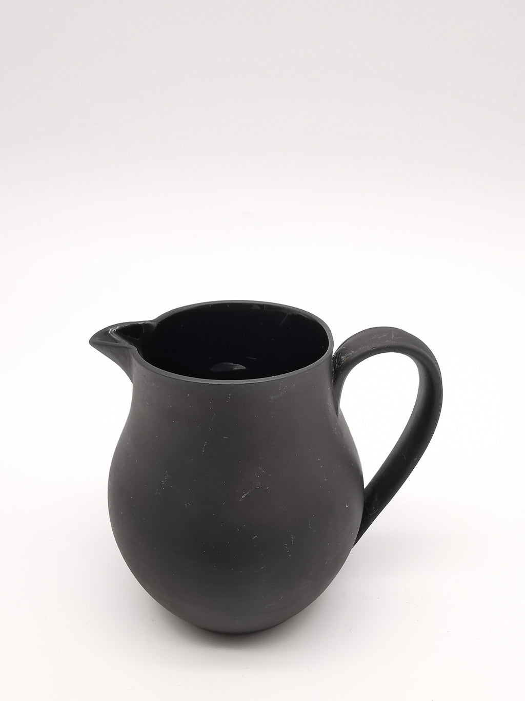 Vintage Wedgwood Black Basalt Miniature Cream Jug - Art Deco Matte Black Stoneware