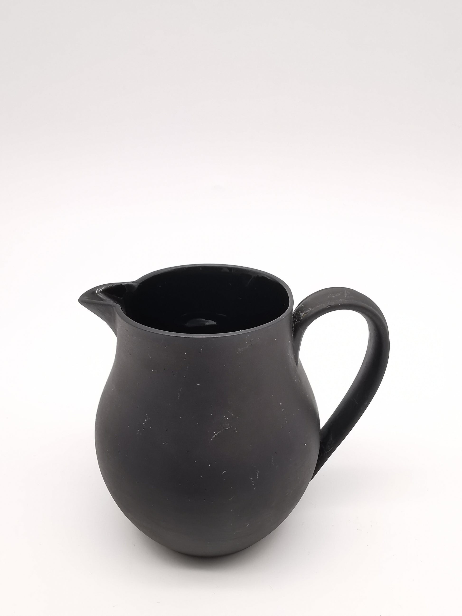 Vintage Wedgwood Black Basalt Miniature Cream Jug - Art Deco Matte Black Stoneware