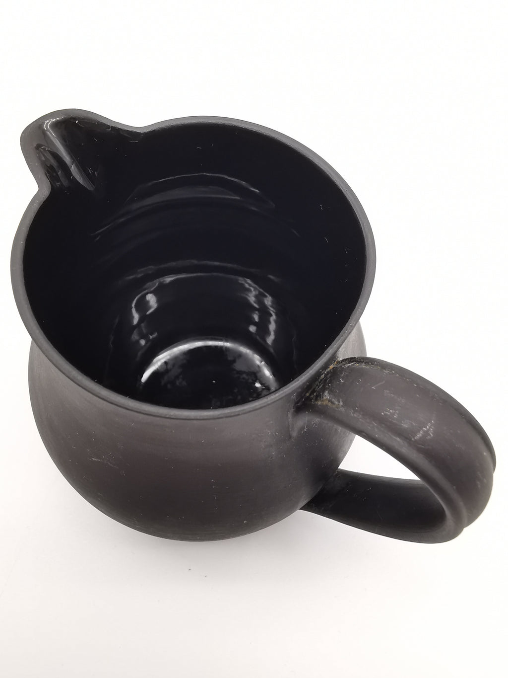 Vintage Wedgwood Black Basalt Miniature Cream Jug - Art Deco Matte Black Stoneware