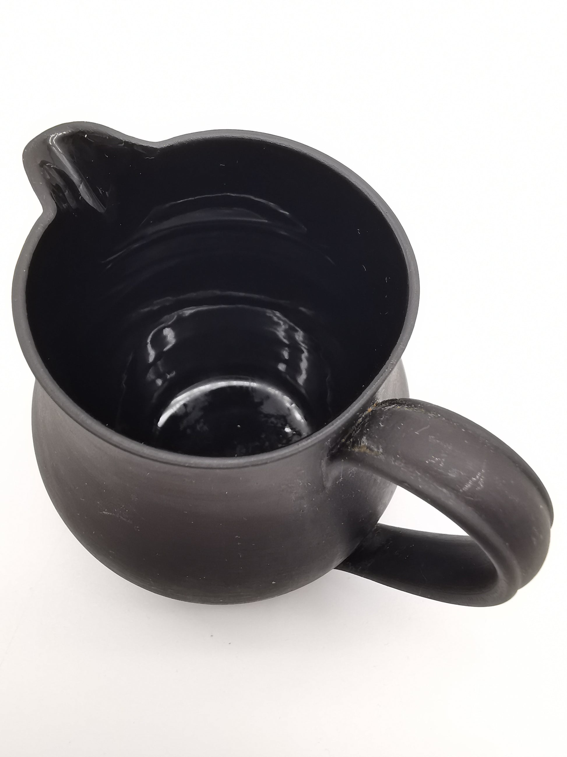 Vintage Wedgwood Black Basalt Miniature Cream Jug - Art Deco Matte Black Stoneware
