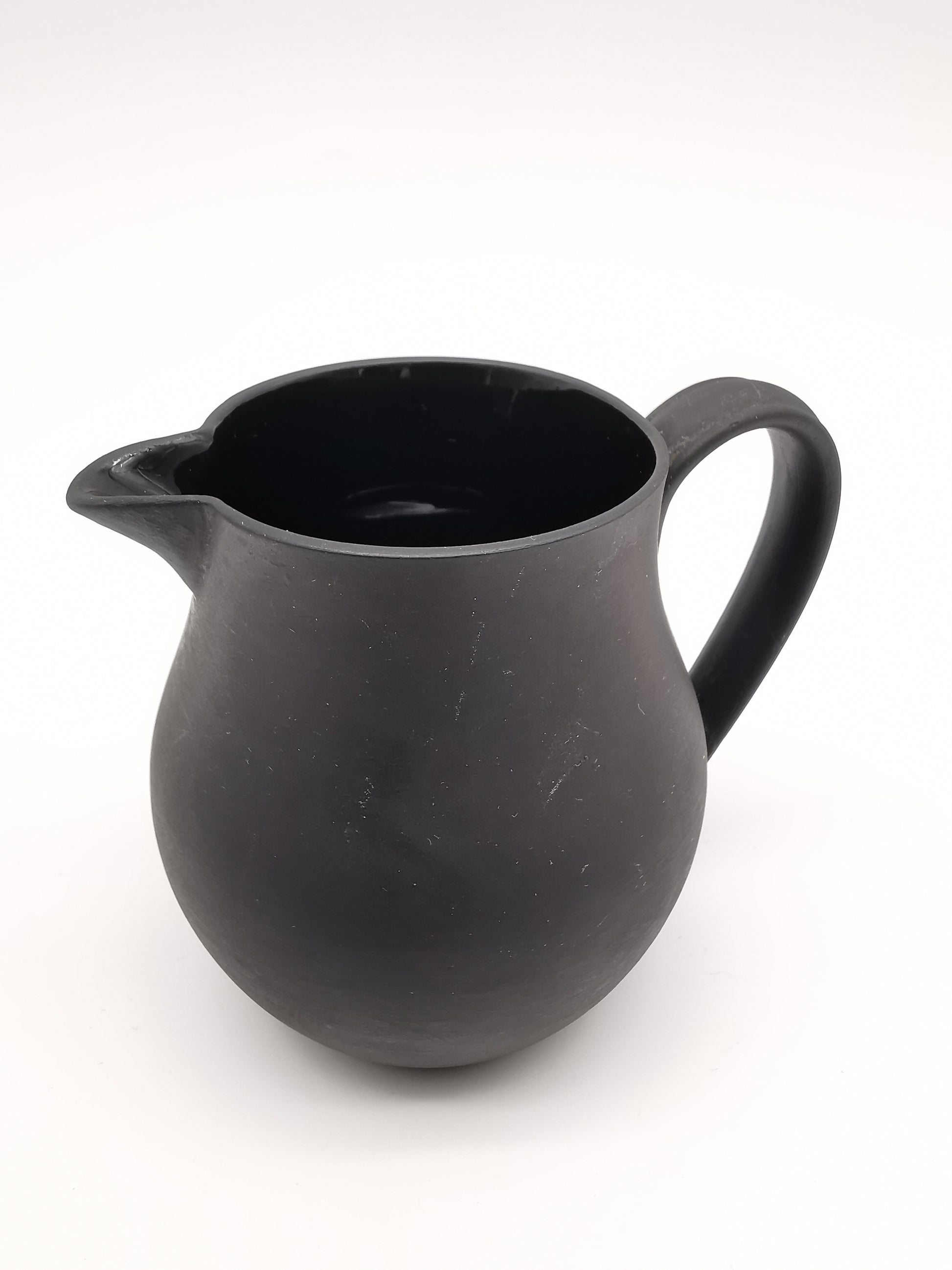 Vintage Wedgwood Black Basalt Miniature Cream Jug - Art Deco Matte Black Stoneware