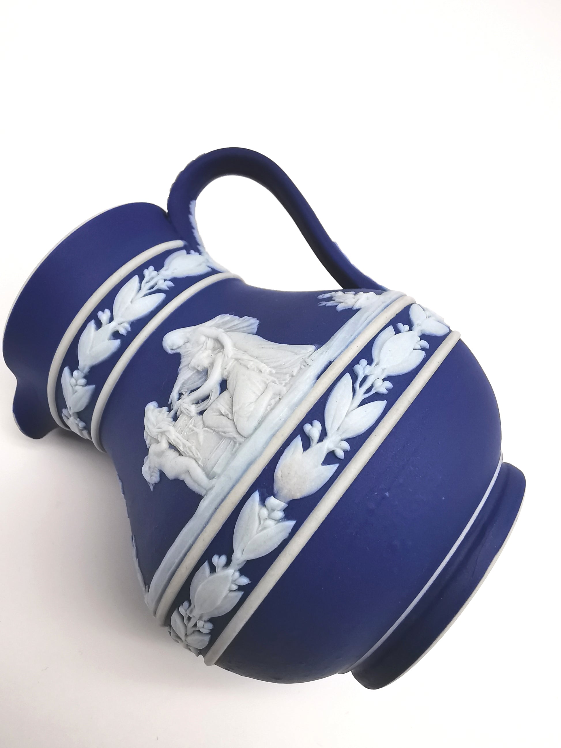 Vintage Wedgwood Cobalt Blue Jasperware Etruscan Small Jug Pitcher