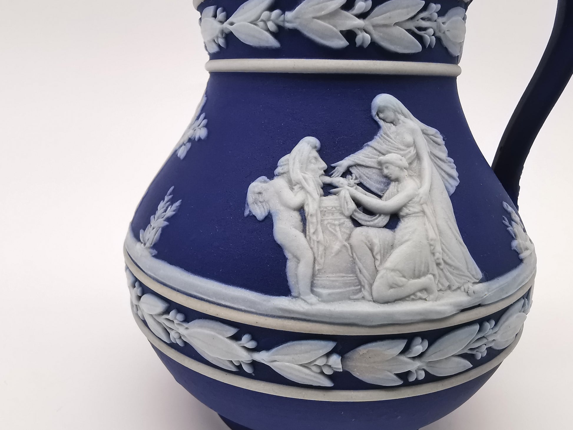 Vintage Wedgwood Cobalt Blue Jasperware Etruscan Small Jug Pitcher