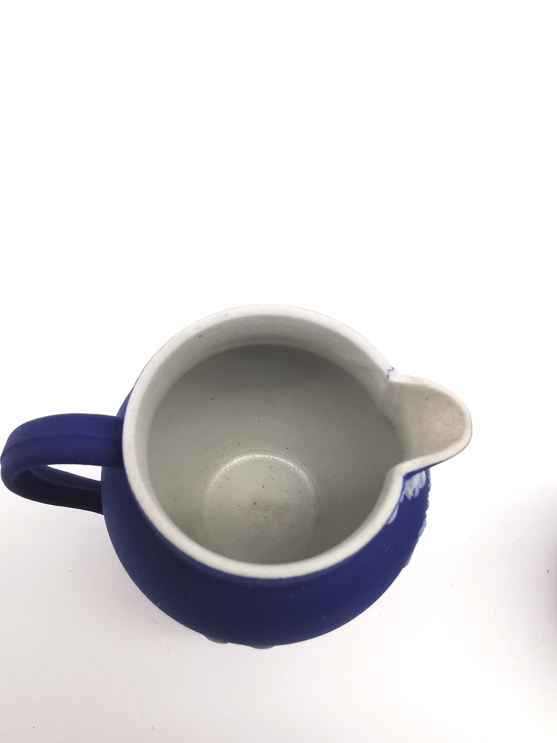 Pair of Antique Wedgwood Cobalt Blue Jasperware Small Cream Jugs