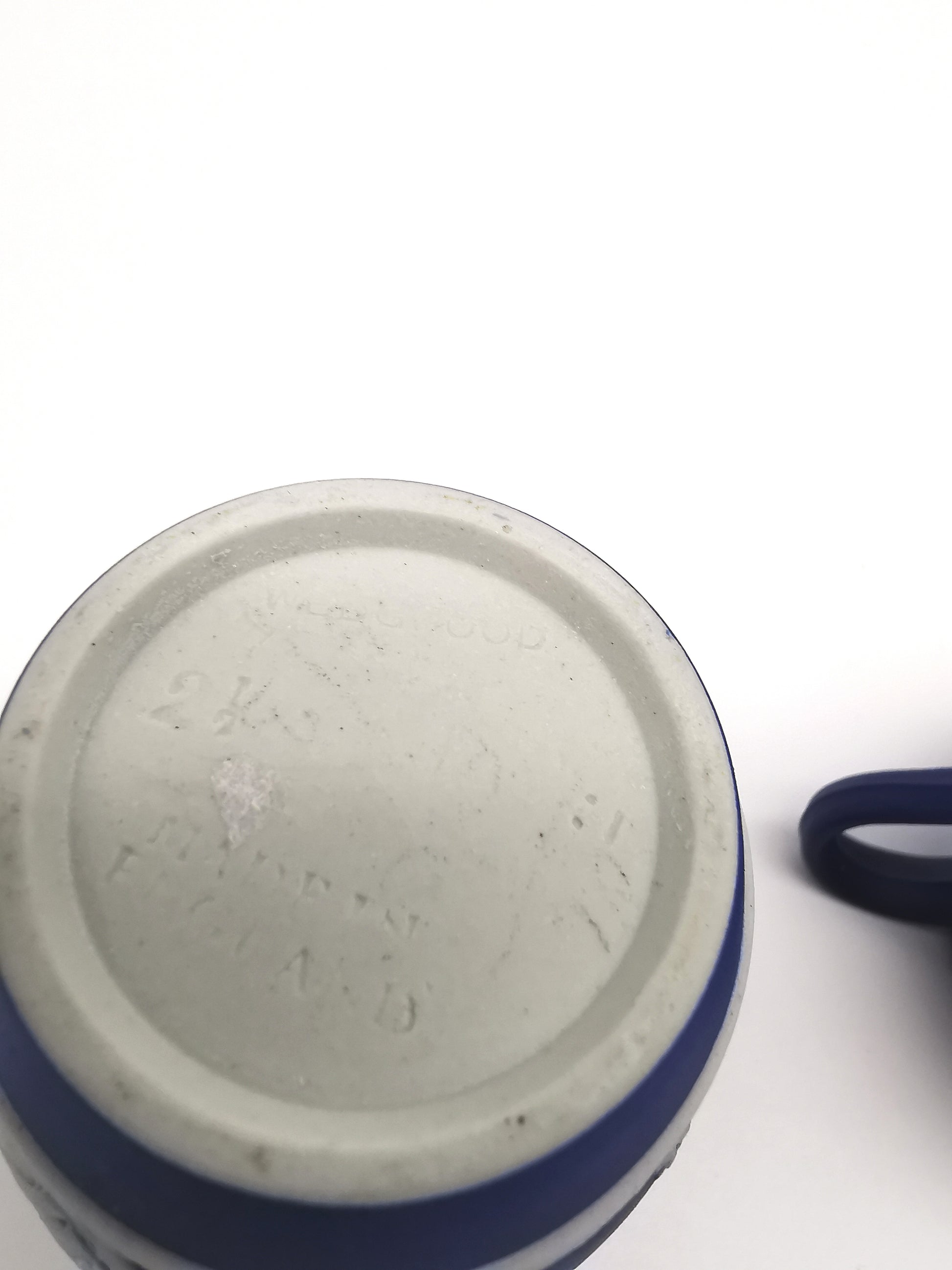 Pair of Antique Wedgwood Cobalt Blue Jasperware Small Cream Jugs