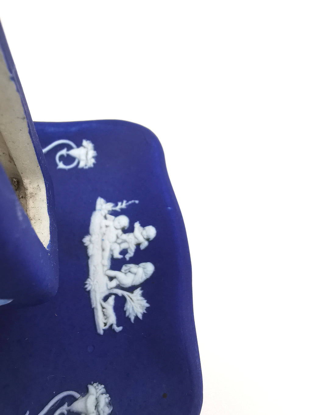 Antique Wedgwood Cobalt Blue Jasperware Matchbox Holder Sleeve and Tray