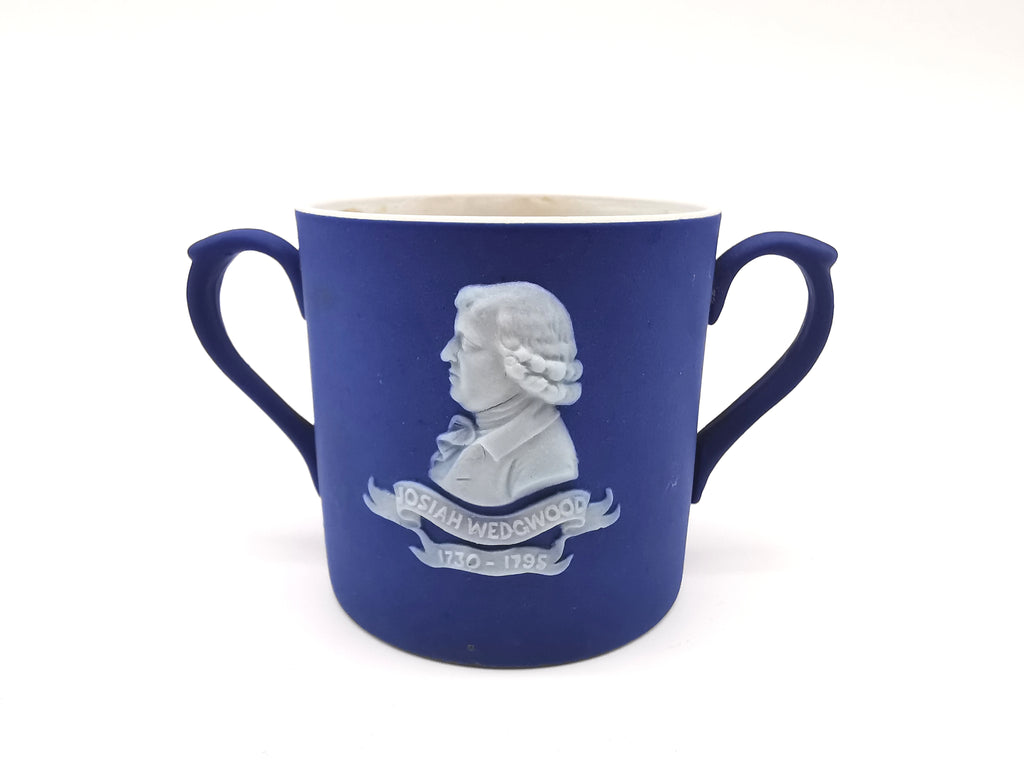 Antique Wedgwood Cobalt Blue Jasperware 1906 Museum Miniature Loving Cup