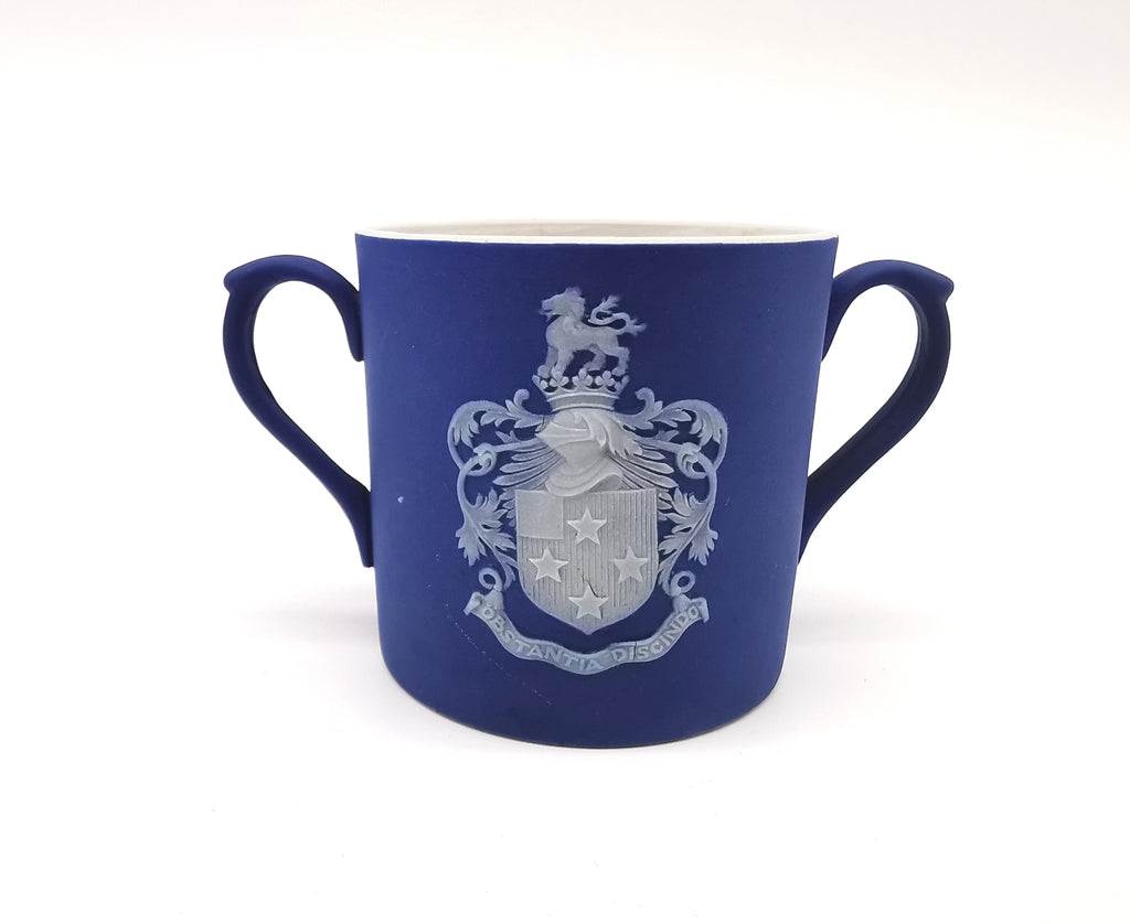 Antique Wedgwood Cobalt Blue Jasperware 1906 Museum Miniature Loving Cup