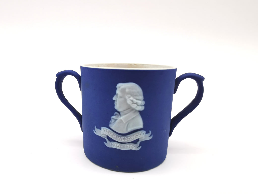Antique Wedgwood Cobalt Blue Jasperware 1906 Museum Miniature Loving Cup
