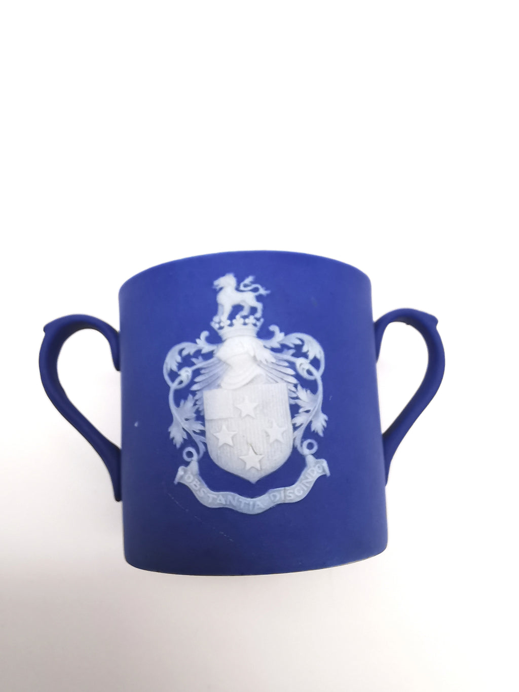 Antique Wedgwood Cobalt Blue Jasperware 1906 Museum Miniature Loving Cup