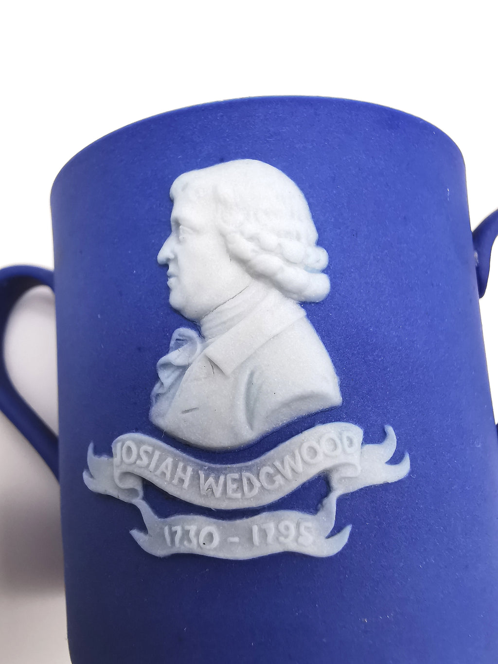 Antique Wedgwood Cobalt Blue Jasperware 1906 Museum Miniature Loving Cup