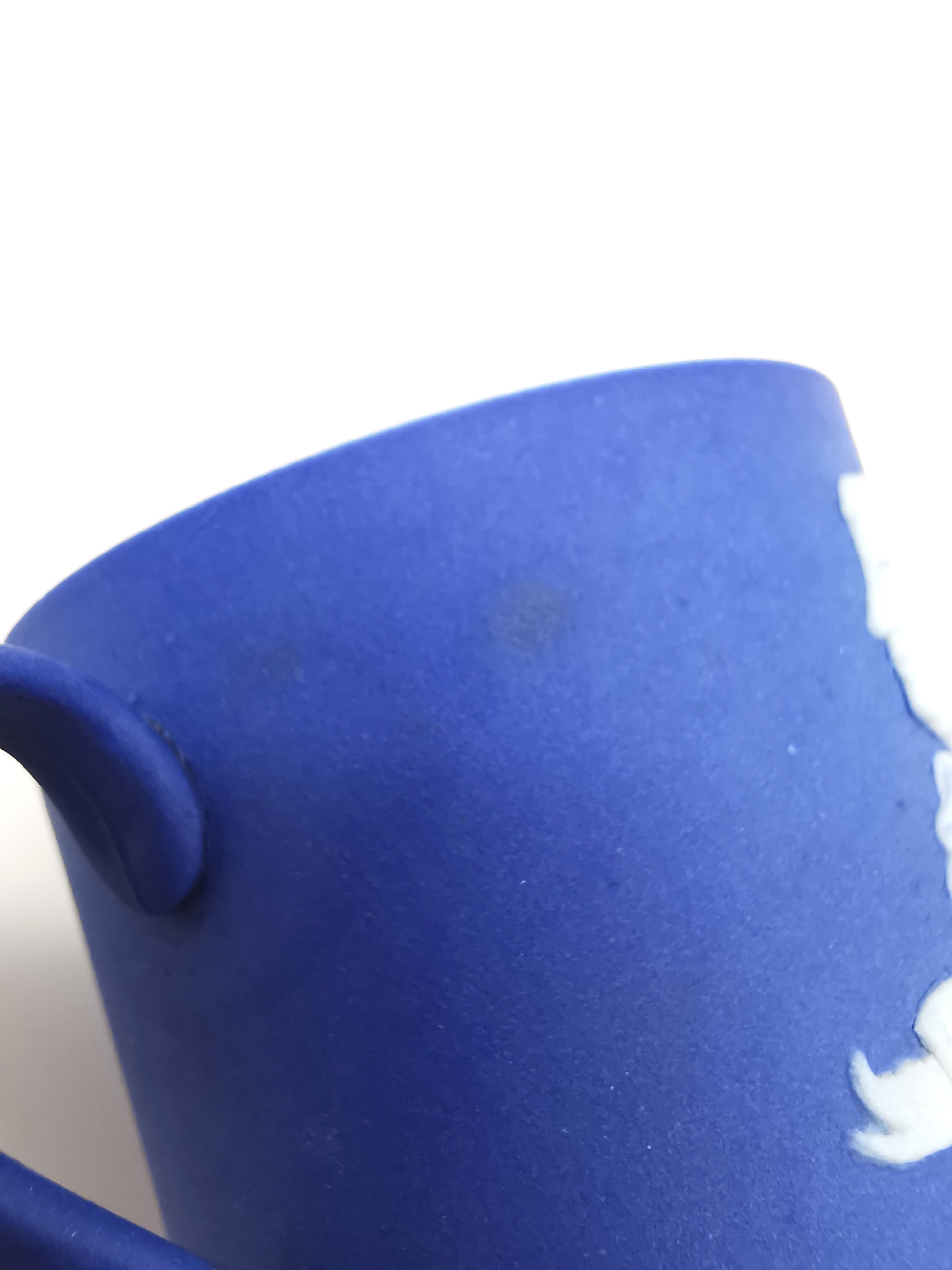 Antique Wedgwood Cobalt Blue Jasperware 1906 Museum Miniature Loving Cup